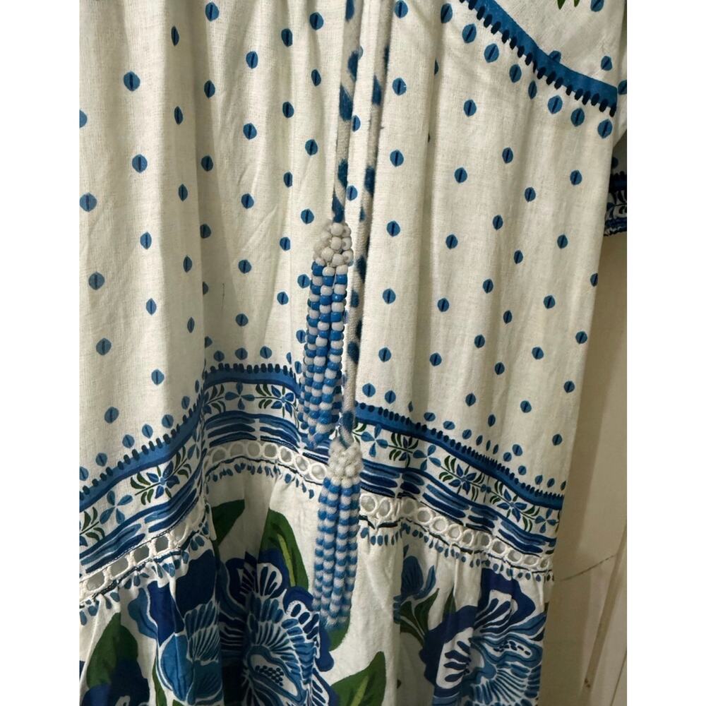 Farm Rio Blue and White Floral Linen Blend Maxi - Picture 8 of 10